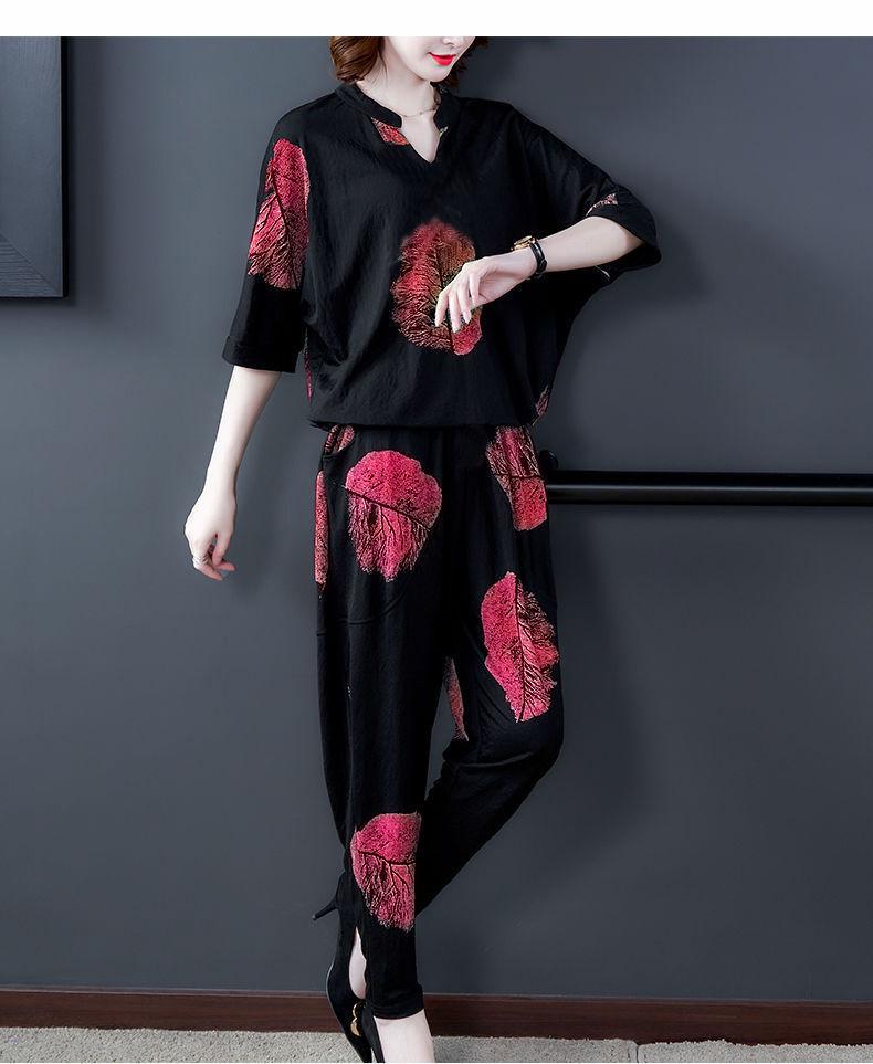 2025 Korean Style Women's Large Size Casual Summer Two-Piece Suit