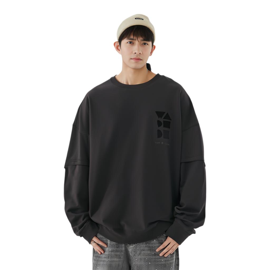 Li Ning Wade Series Solid Color Fleece Warm Loose Pullover Sweatshirt Men Sweatshirt Black AWDT947-1