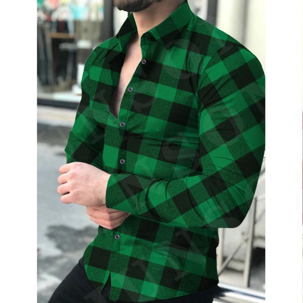 Trendy geometric print long-sleeve shirt, stylish and versatile for daily wear.
