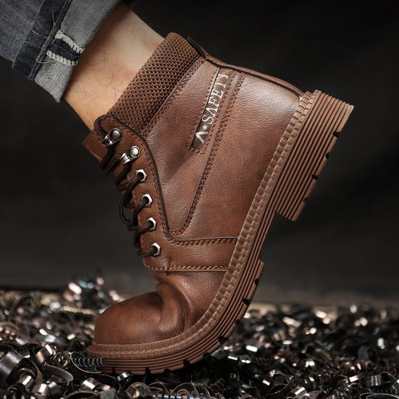 Men Safety Shoes Steel Toe Boots Anti-smash Anti-Puncture Safety Work Shoes Wear-resisting Indestructible Shoes for Manufacture