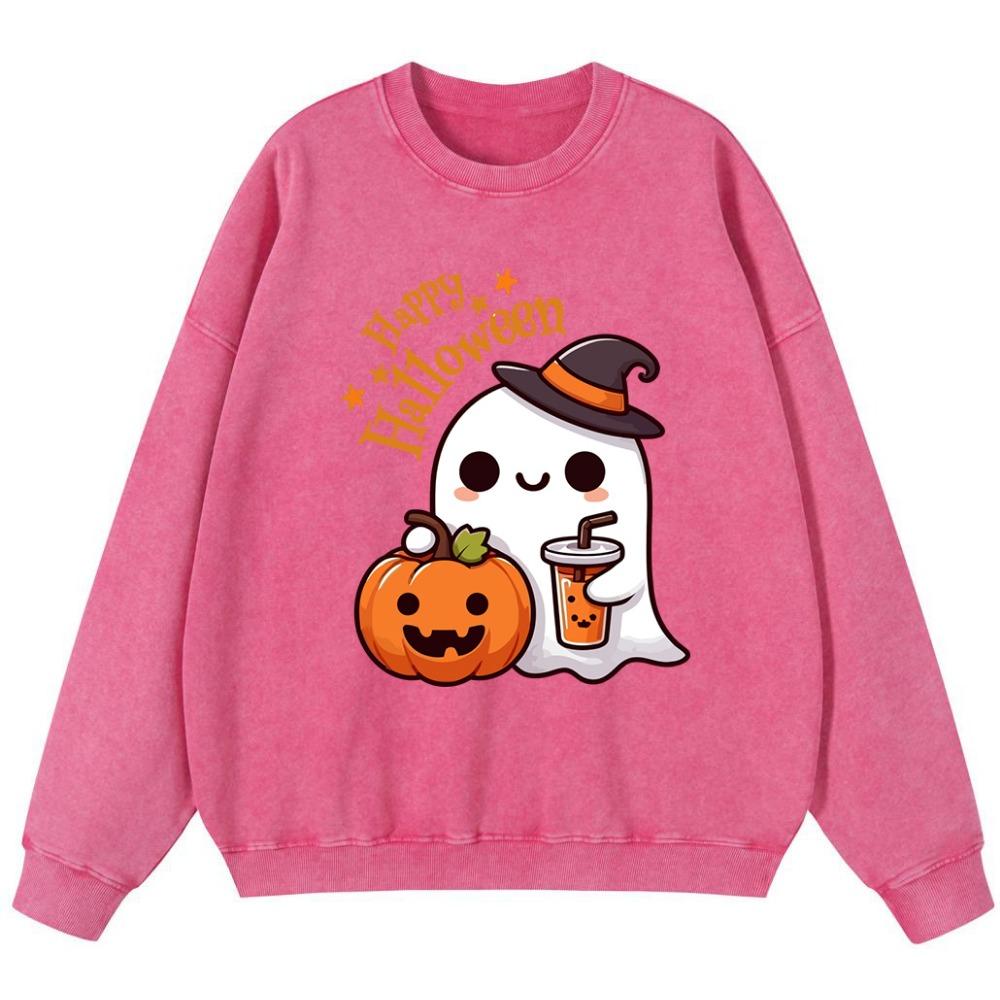 

Счастливого Хэллоуина Толстовка Lady Vintage из стираного хлопка Уличный оверсайз пуловер Тонкий стиль Хип-хоп Мягкий флис 3XL