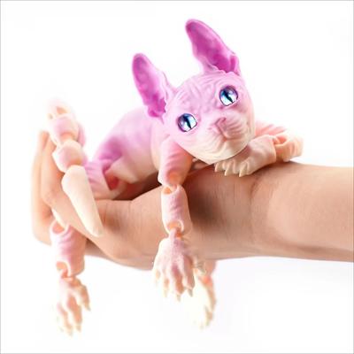 Zwierzęta Zabawka Kot Sfinks Drukowana w 3D Realistyczna Bezwłosa Figurka Artykułowany Kot Zabawka Fidget dla Miłośników Kotów Kolekcjoner Dekoracja Domu