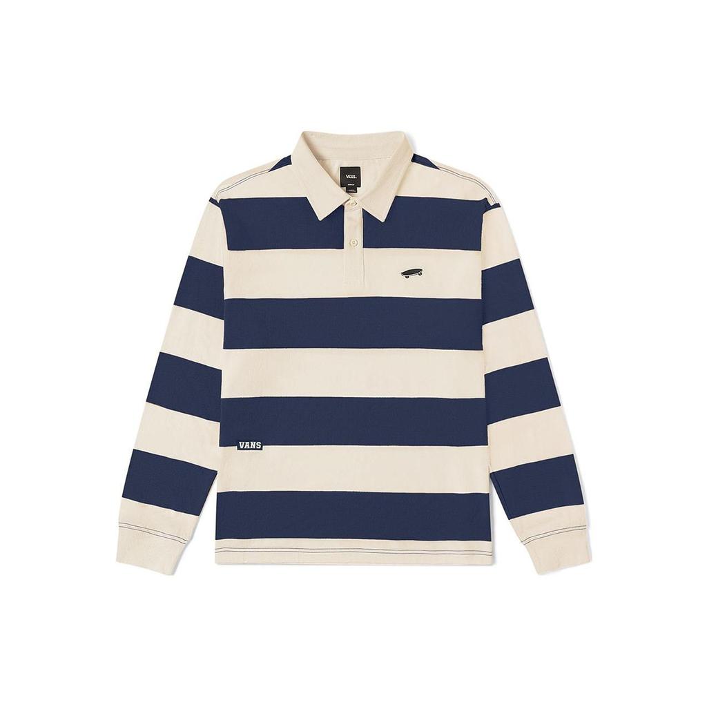 Vans Color Block Striped Polo Shirt Unisex Tops Deep-Blue VN0002HYBPU