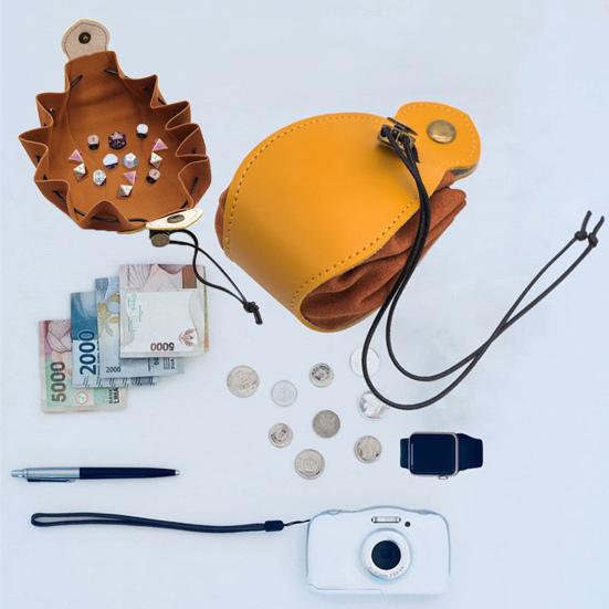 Bolsa de cordão para dados, resistente ao desgaste, leve, portátil, couro sintético, joias, moedas, acessórios pequenos, bolsa de armazenamento