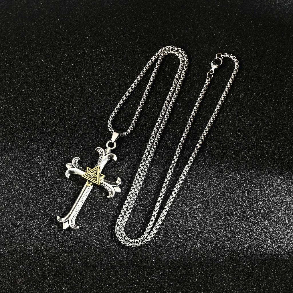 Hip Hop God's Eye Men's Cross Pendant Old Personality Niche Necklace Pendant Hip Hop Style
