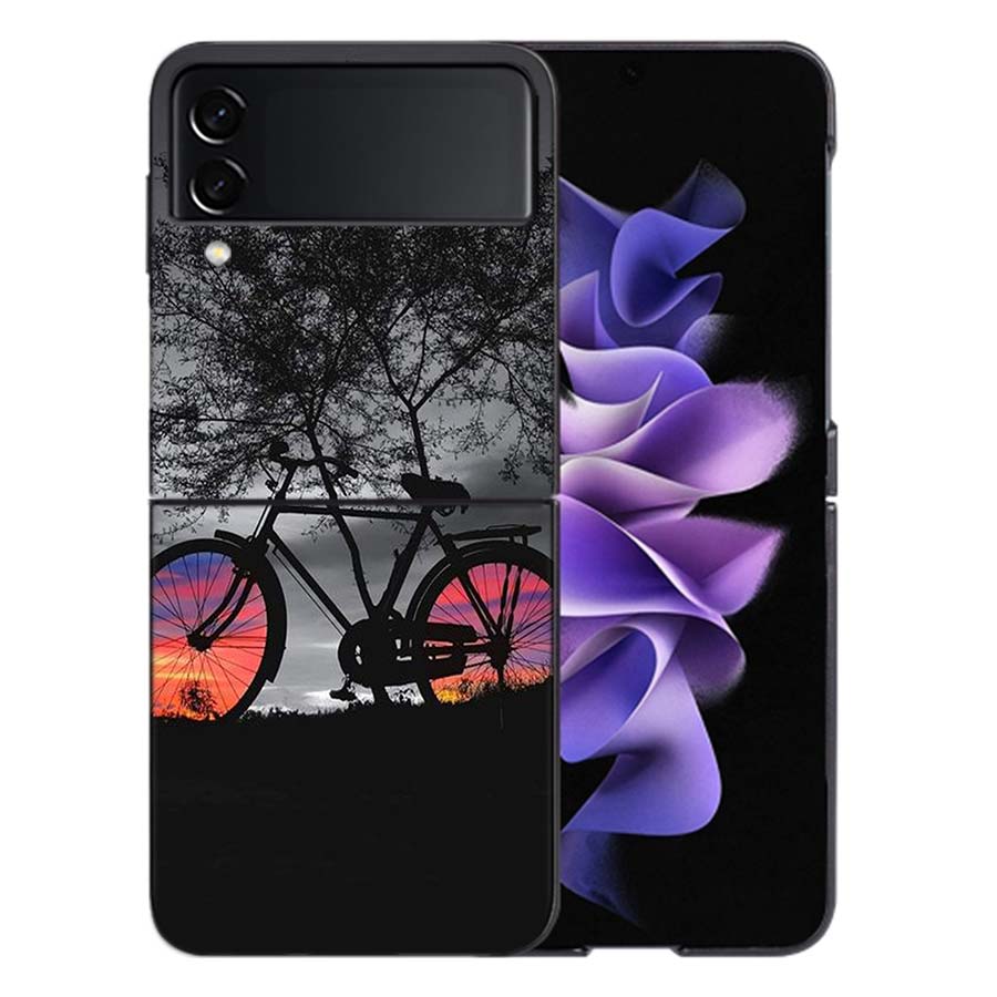 Beautiful Sunset and My Bicycle Phone Case For Samsung Z Flip 6 7 5G Galaxy Z Flip 5 4 3 5G Cases Shockproof Hard Cover TPU