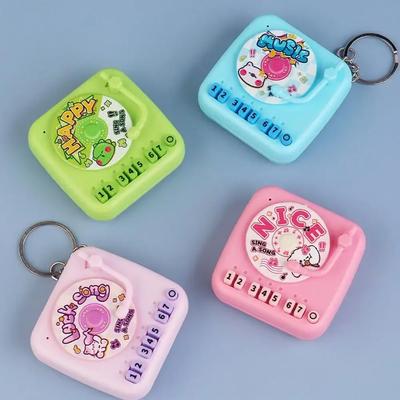 Handheld Music Electronic Keyboard Mini Phonograph Piano Luminous Bag Keychain Gashapon Machine Toy Grab Machine Gift Keychain