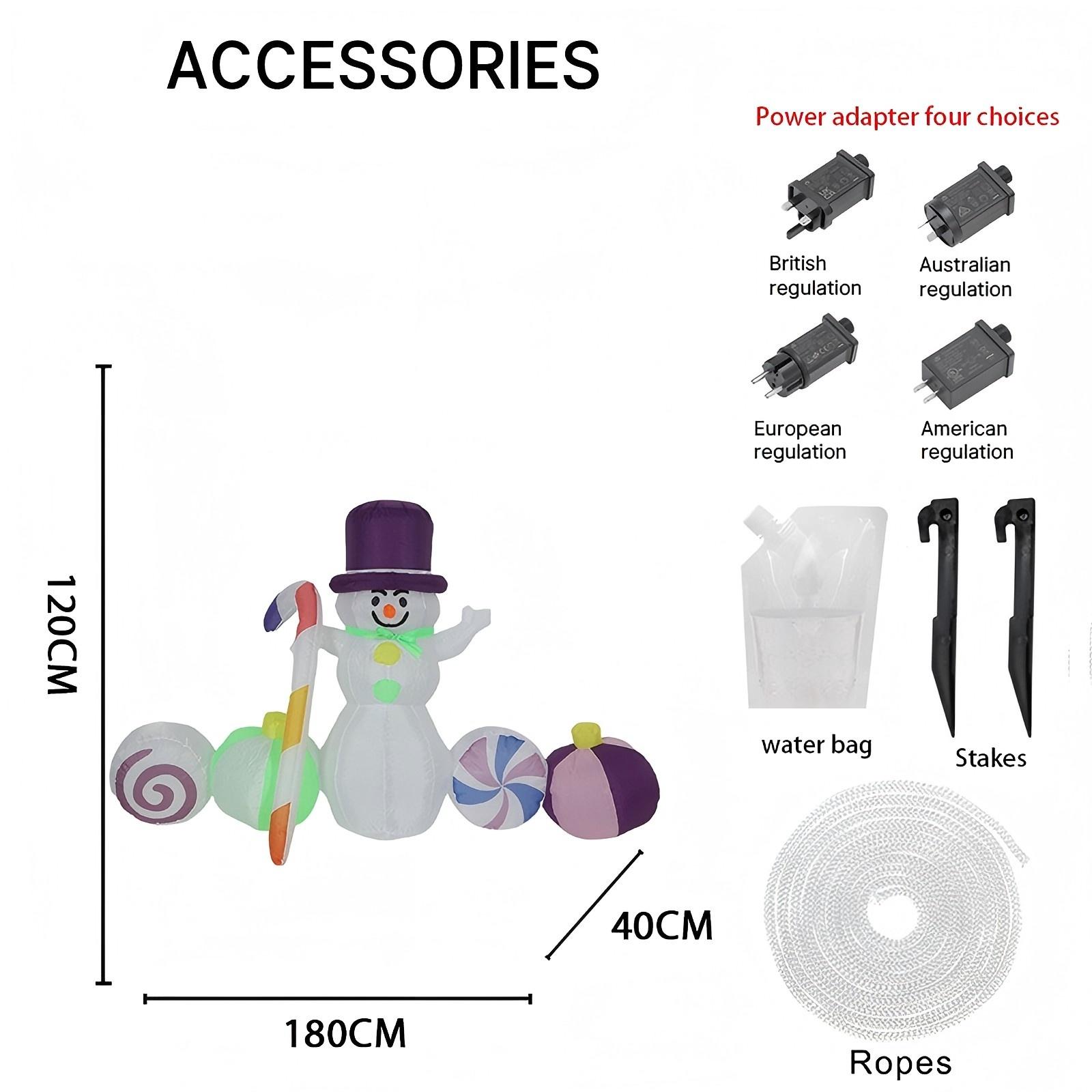 

5.91FT Inflatable Toy Snowman Candy Decoration With LED Lit Xmas Yard Lawn Home Party Decor Ornament Christmas Supplie Gift RU