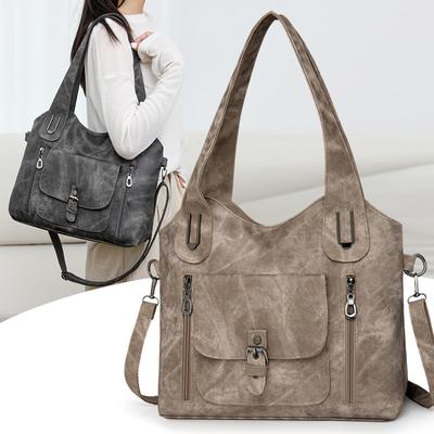 Soft Leather Tote Bag Women's Large Capacity Shoulder Bag Commuter Crossbody Bag
