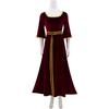 Cosplay Anime Rapunzel Mutter Gothel Burgunderfarbenes Kleid Palast Vintage Langer Rock Gürtel Kostüm Halloween Karneval Erwachsenenkostüm