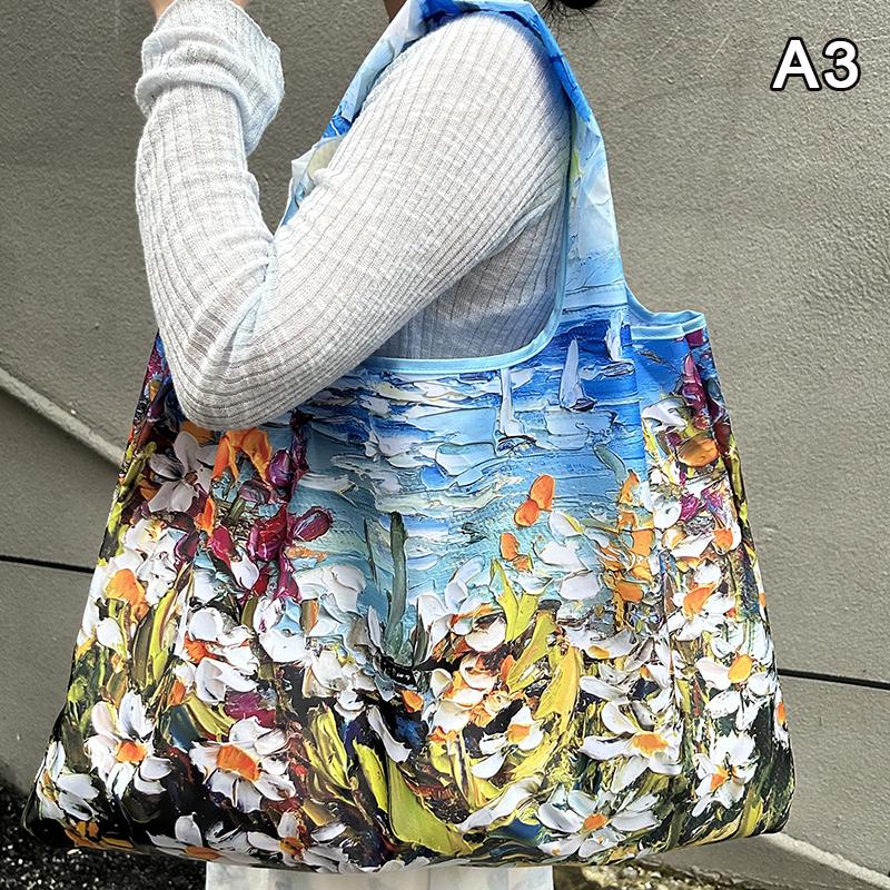 Bag Foldable Shopping Bag Reusable Grocery Storage Bag Nylon Portable Shoulder Handbag Travel Tote Bag