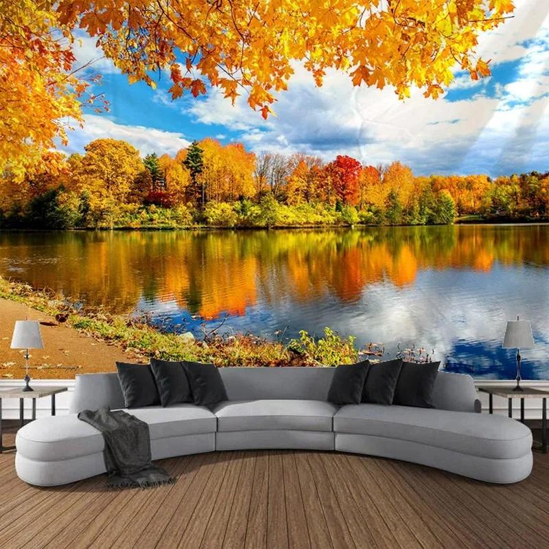 Wanddekoration Zuhause Wandteppich Himmel Wald See Hintergrund Büro Wohnzimmer Wandteppich