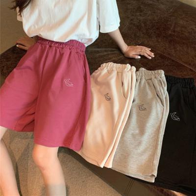 Elastischer Bund Lässig Strandparty Koreanische Version Kleidergröße Hohe Taille Mondstickerei Bewegungs-Shorts Damen Sommer