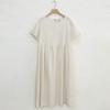 Summer Cotton Linen Blended Thin and Breathable Dress Women Literary Big Swing Short Sleeve Solid Loose Casual Female Dresses