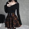 Black Checkered Women's Gothic Skirt Women Pleated Plaid Skirts Spring Autumn Girl Hip Hop Female Punk Goth Mini Skirt Clubwear