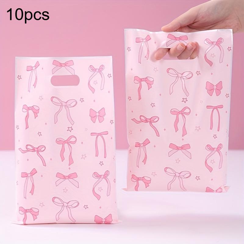 

10pcs/25pcs Pink Bowknot Gift Bags Bow Theme Party Tote Bags Treat Bags Gift Bags Plastic Bags Favors Birthday Party Decorations 25x16.5cm