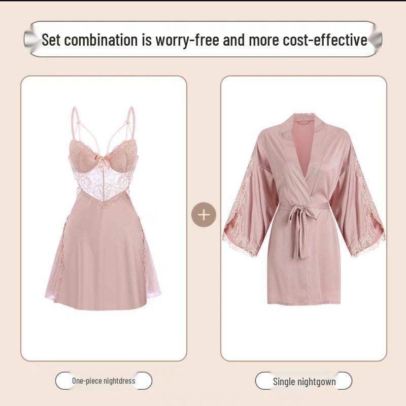 Dámská hedvábná krajková camisole šaty na spaní Luo Qianxu s vycpávkami - Možnosti pro větší i menší poprsí