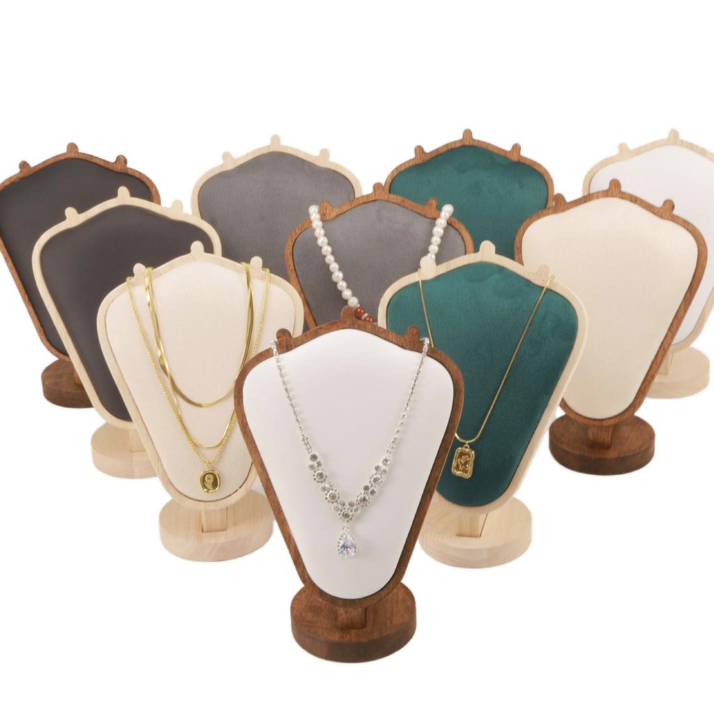 Elegant Sturdy Lint Necklace Display Stand Small Wood Jewelry Bust Holder Portable Accessory for Countertop Showcase