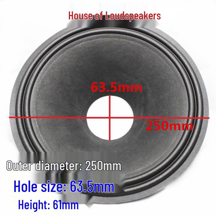 10" Speaker Woofer with Thickened Paper Cone and 2-Fold Cloth Edge, Hole Size: 49.5mm-75.5mm Adjustable