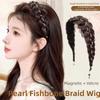 Synthetic Adjustable Fishtail Braid Headband Pearl Easy Wig Headband for Women