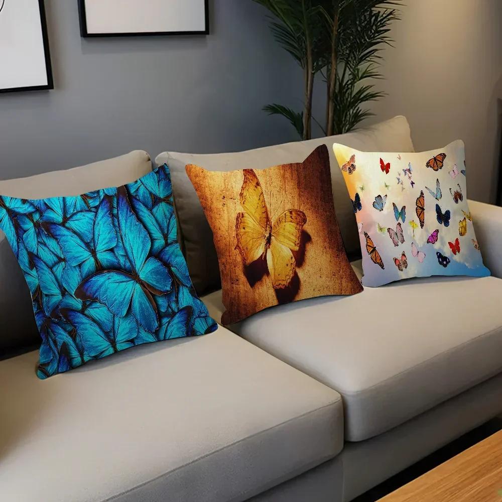 Butterfly Cushion Cover Car Throw Pillow Case For Sofa Car Christmas Gift 40x40cm 45x45cm