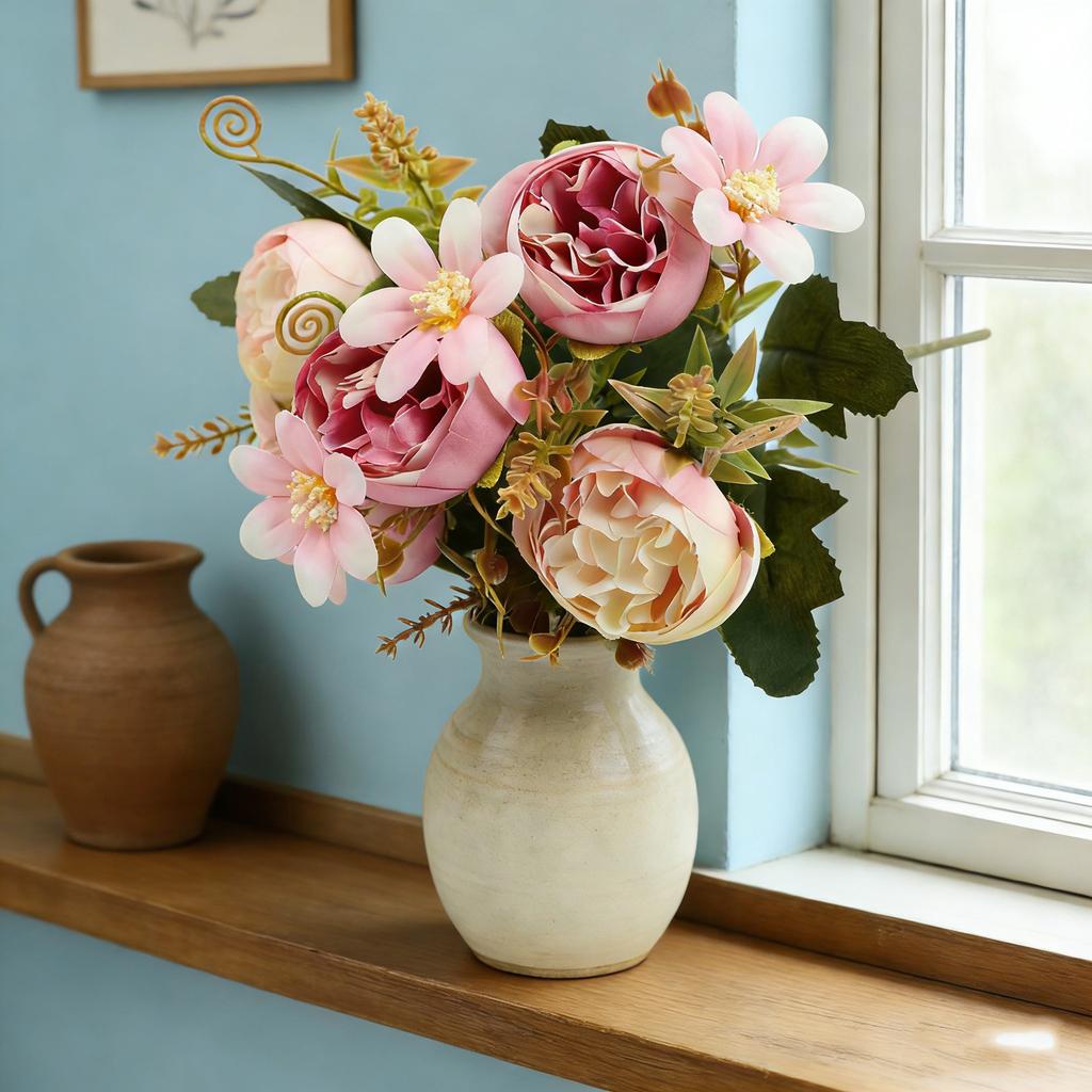 Fake Roses, Artificial Flowers Realistic Silk Faux Rose With Stems For Wedding Decoration Anniversary Bridal Bouquet Floral Arrangement