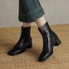 Krazing Pot Sheepskin Autumn Winter Shoes Thick Heels Size 42 Square Toe Zipper Vintage Ankle Boots