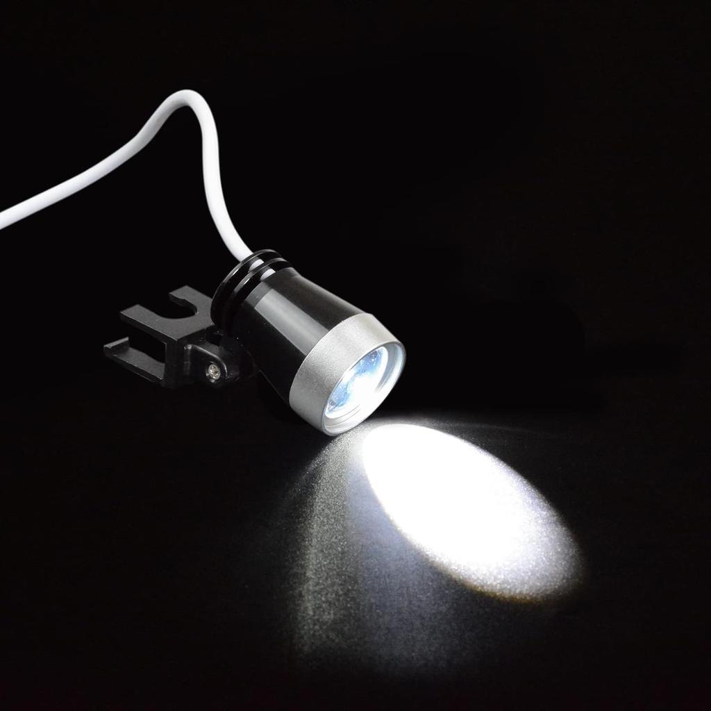 Kurtvenid Binocular Magnifier with 1W Spotlight and LED Portable for Laboratory and Easy Storage 3.5x Lamp, Use, Appraisal, Lighting, (Black)