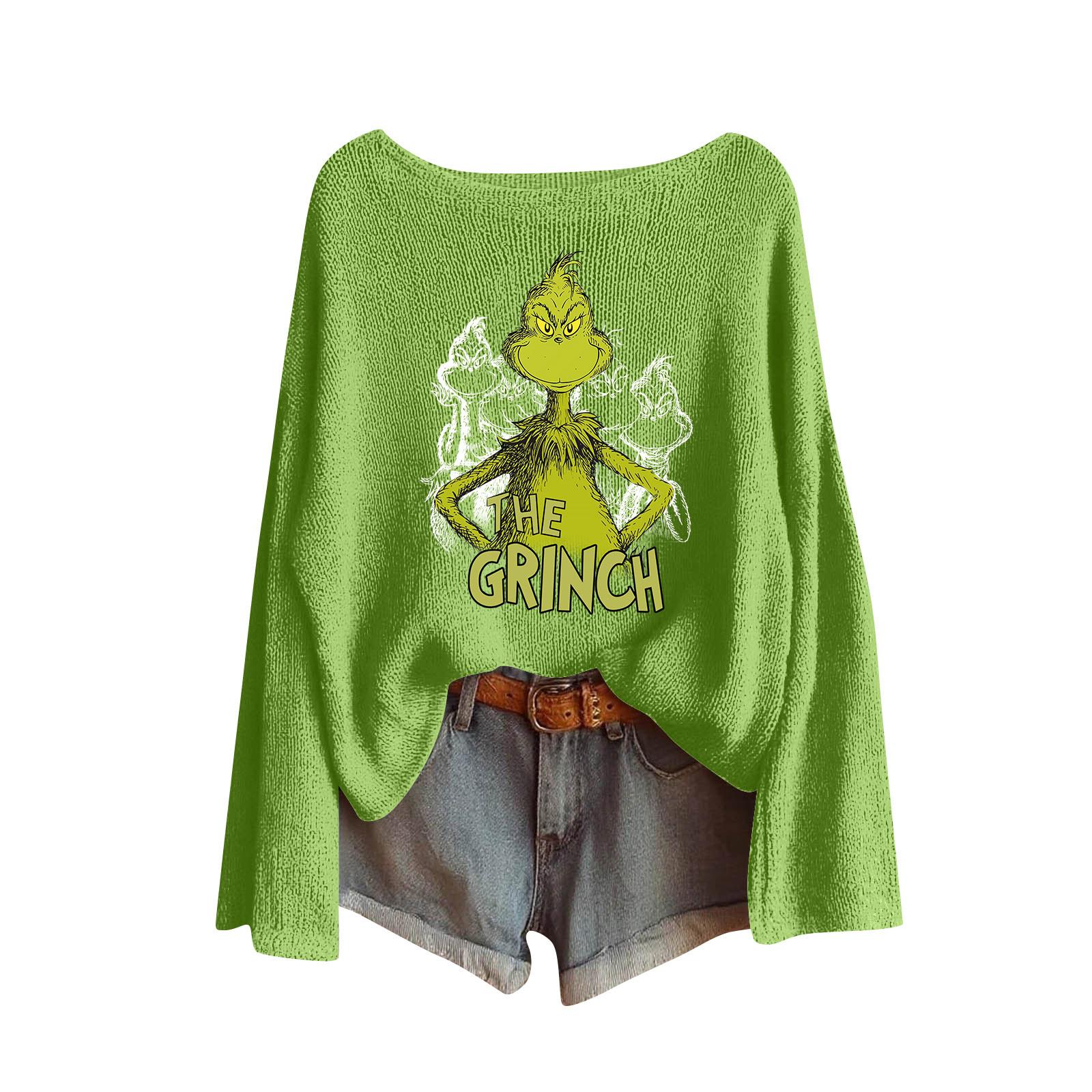 Women s Fashion Long Sleeve Christmas Print Knitted Long Sleeve Lined Long Sleeve L