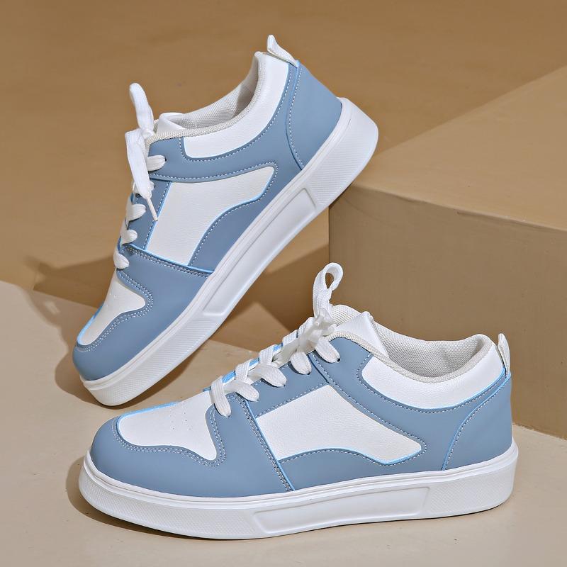 Fashion Women's Casual Sports Shoes Autumn New Round Head Front Lacing Splicing Anti-slip Wear-resistant Flat Shoes
