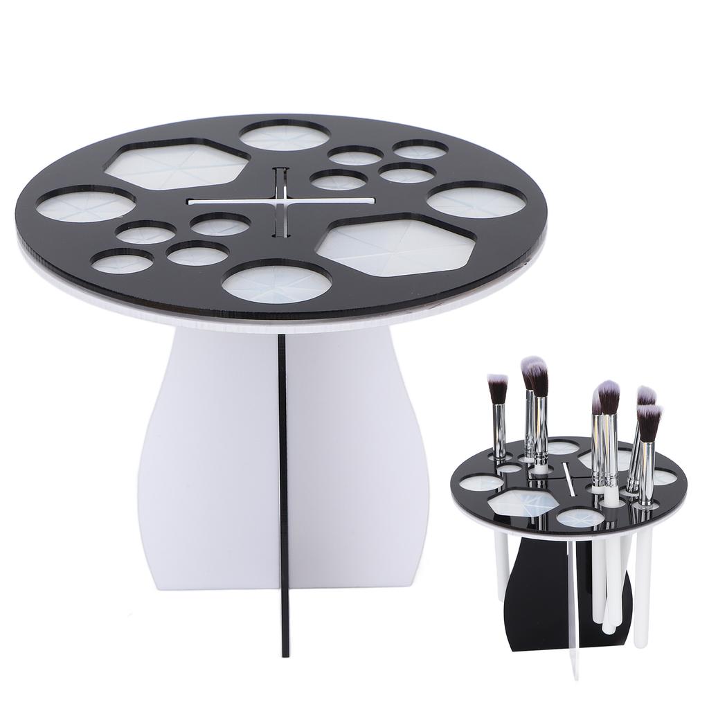 14 Holes Makeup Brush Drying Rack Detachable Round Paint Brush Drying Holder Display Stand Black White