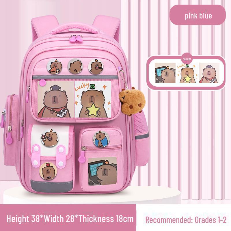 Capibara Schoolbag: Large Capacity, Lightweight Backpack for Grades 1-6, Ideal for Boys and Girls