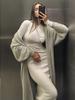 New Fall/Winter Women's Sweater Sets: Faux Mink Fleece Loose-Fit Long Cardigan