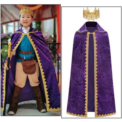 Costume Mantello Viola Reale a Doppio Strato per Bambini per Halloween e Carnevale di Natale.