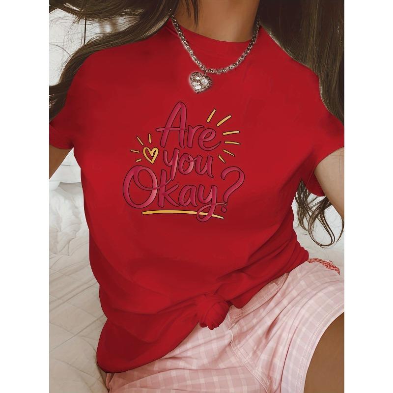 Casual Round-Neck T-Shirt for Women Featuring a Trendy Print, Perfect for Spring And Summer Wear