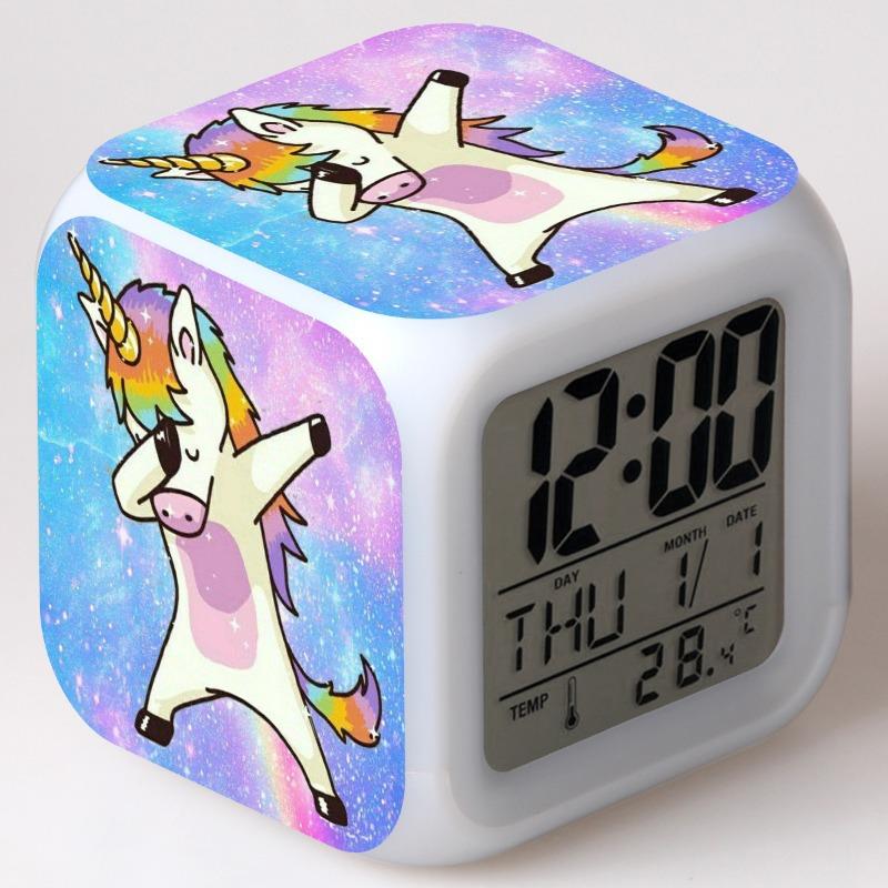 Discoloration Unicorn Alarm Clock Creative Night Light Led Digital Alarm Clocks Student Desk Clock Children's Gifts