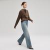 Fengxun Women's Vintage Washed High-Waist Wide-Leg Denim Jeans FXKL3113