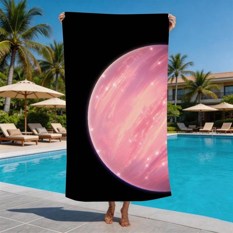 Dreamy Pink Cloud Saturn Planet Beach Towel Quick Dry Sand Free Space Galaxy Towel for Swimming Pool Beach Travel Yoga