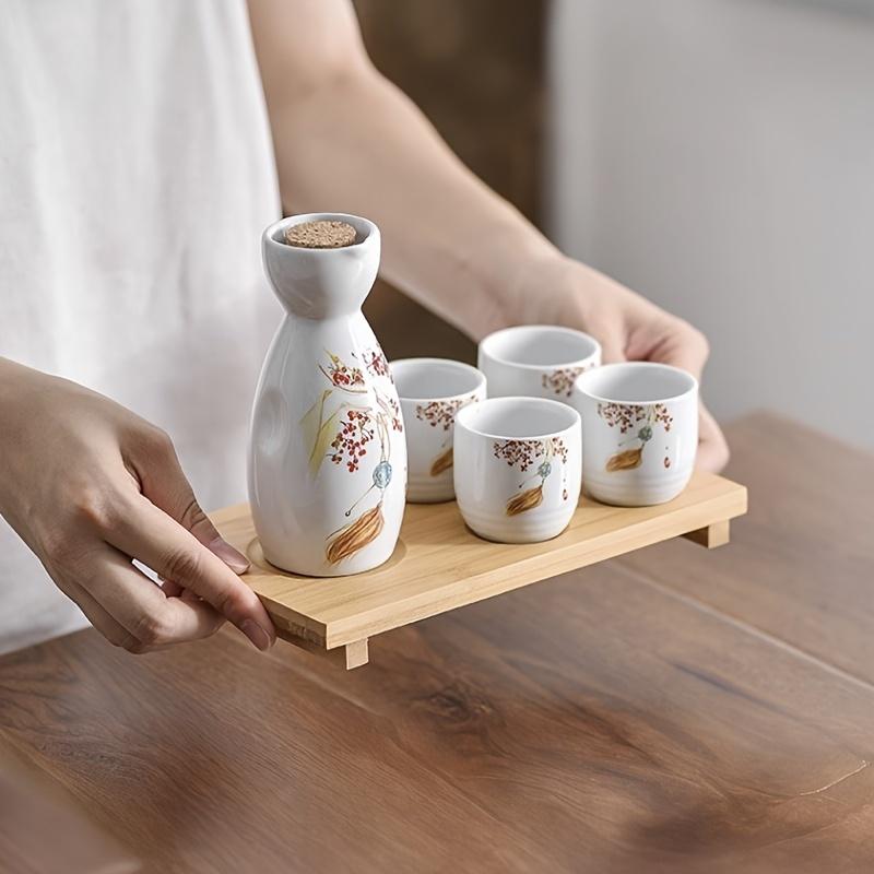 5pcs Set Ceramic Sake Sets A Ceramic Sake Utensil Set A Sake Set 1pc 5.07oz Sake Bottle And 4pcs 1.35oz Sake Cups 5pcs Set Hot And Cold Sake Set Suita