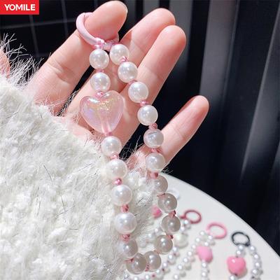 INS Charm Jewelry Pearl Lanyard Bracelet Phone Pendant Keychain for Bag Cellphone Strap Keyring Hanging Chain Buckle