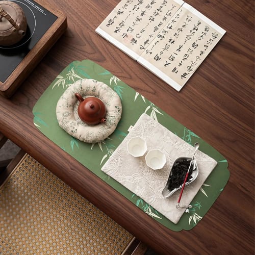 Stylish, Washable, Double-layered, Japanese-style Tea Placemat, Non-slip, Waterproof Polyester, Suitable for Use In the Kitchen, Home, or Restaurant.