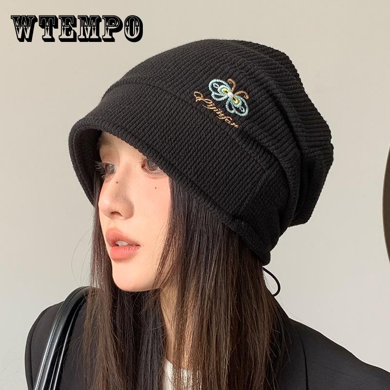 Hat Women's Wool Knitted Hat Versatile Stacking Hat Retro Warm Cold Hat