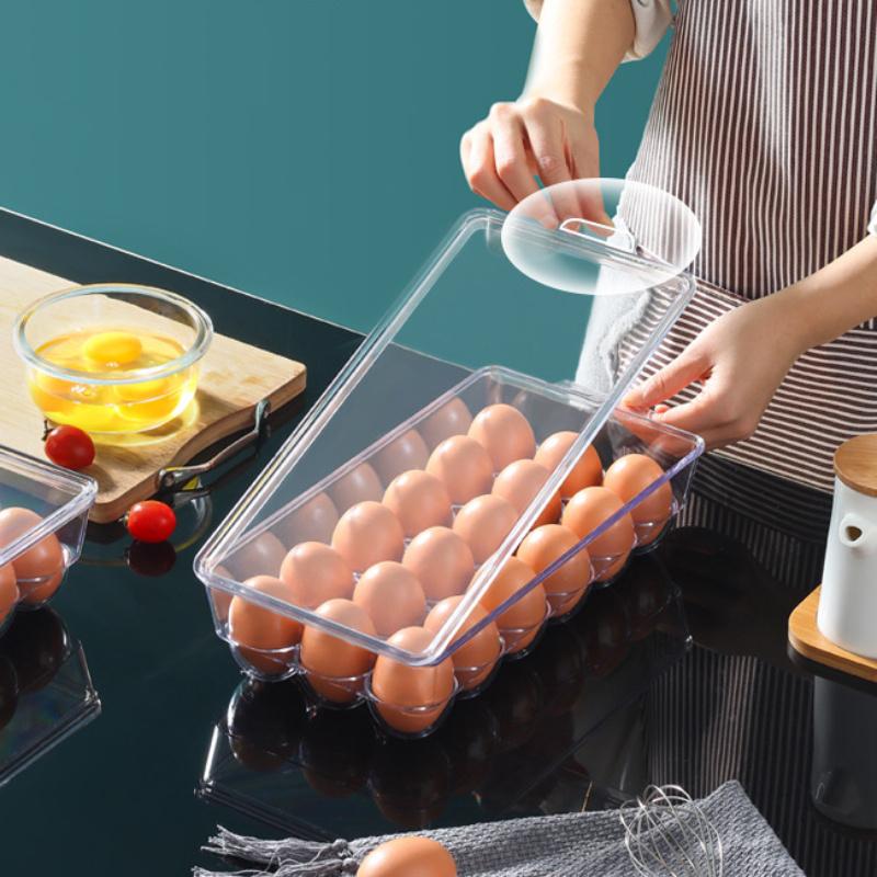 1pc Refrigerator Egg Storage Box, Egg Refrigerator Crisper, Refrigerator Kitchen with Lid Household Transparent Egg Carton