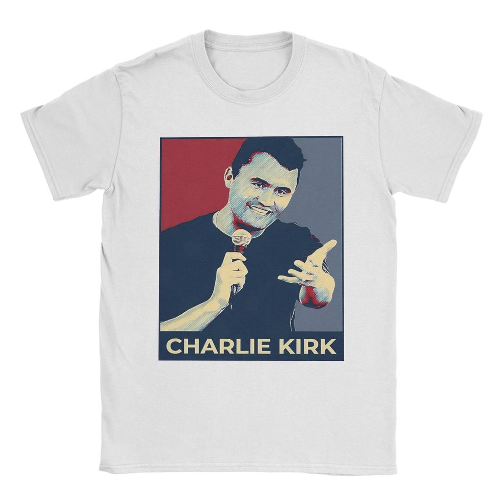 Charlie Kirk RIP Men T Shirts Amazing Tee Shirt Short Sleeve Round Neck TShirts 100 Cotton Printing Clothing