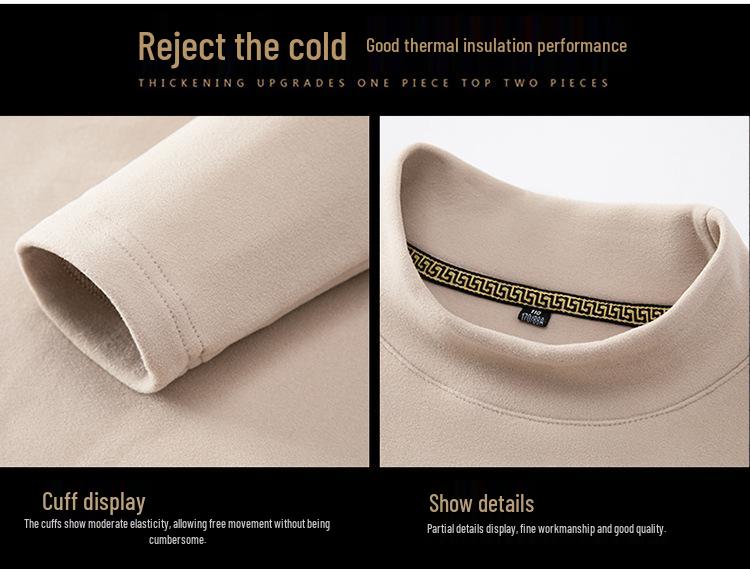 2025 Men's Silk-Wool Velvet Base Layer Sweatshirt: New Style, Half-High Collar, Thickened Inner Wear