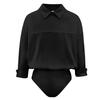 Women V Neck Lapel Long Sleeve Jumpsuit Shirt Casual Business Attire Loose Fit Button Down Top for Office Workwear