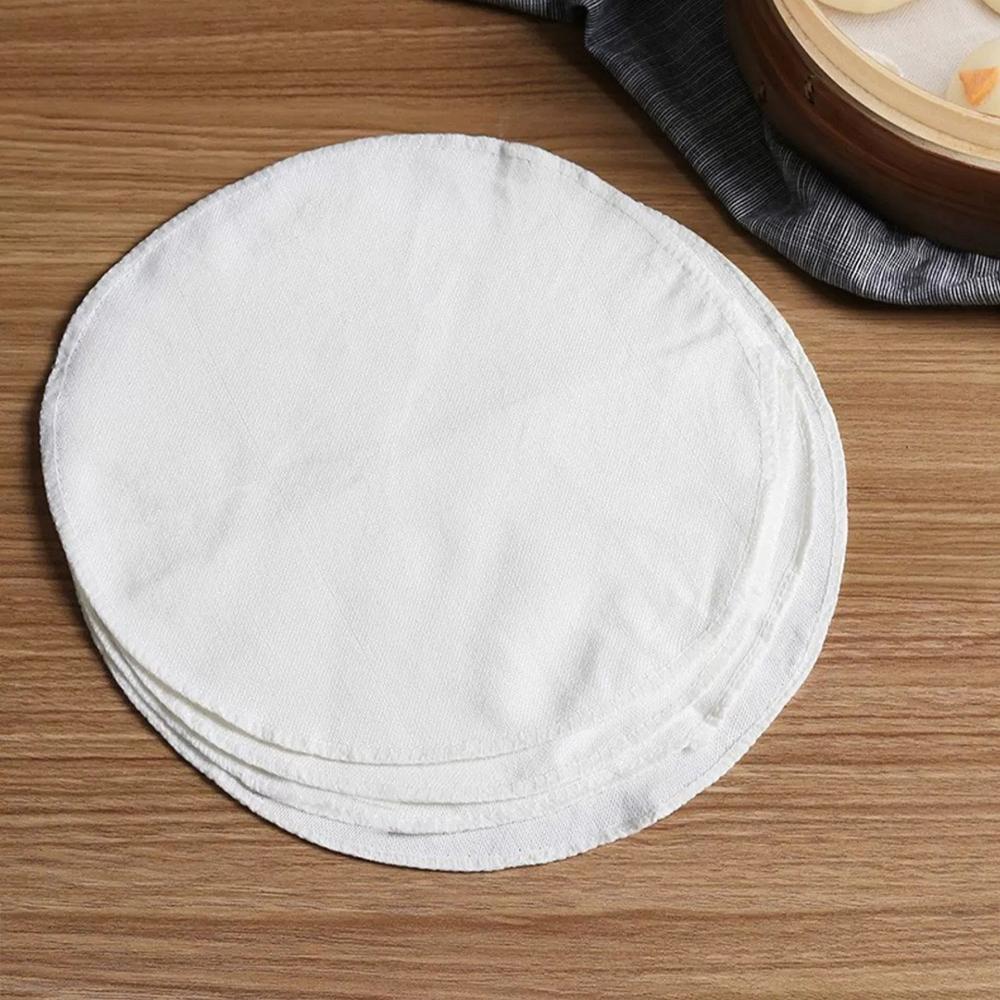 5PCS 28CM Round Cotton Yarn Steamer Cloth Reusable Non Stick Household Steamer Liners Cloth Mesh Mat Pad Steamed Buns
