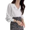 Spring Simple Women's Chiffon Shirt Solid Color Temperament Label Collar Long Sleeved Top