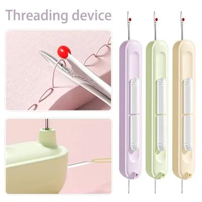 Portable Household 2-in-1 Needle Threading Machine with Automatic Rebound Lead Wire, Elderly Needle Threading Sewing Tool