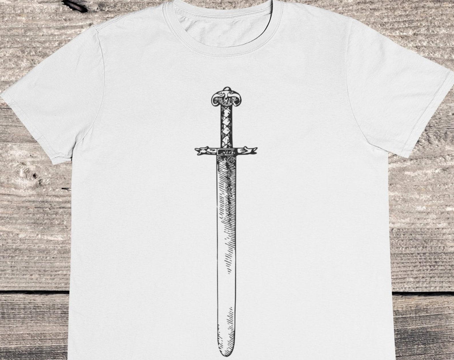 Vintage Sword T-shirt: Excalibur Graphic, 100% Cotton XL
